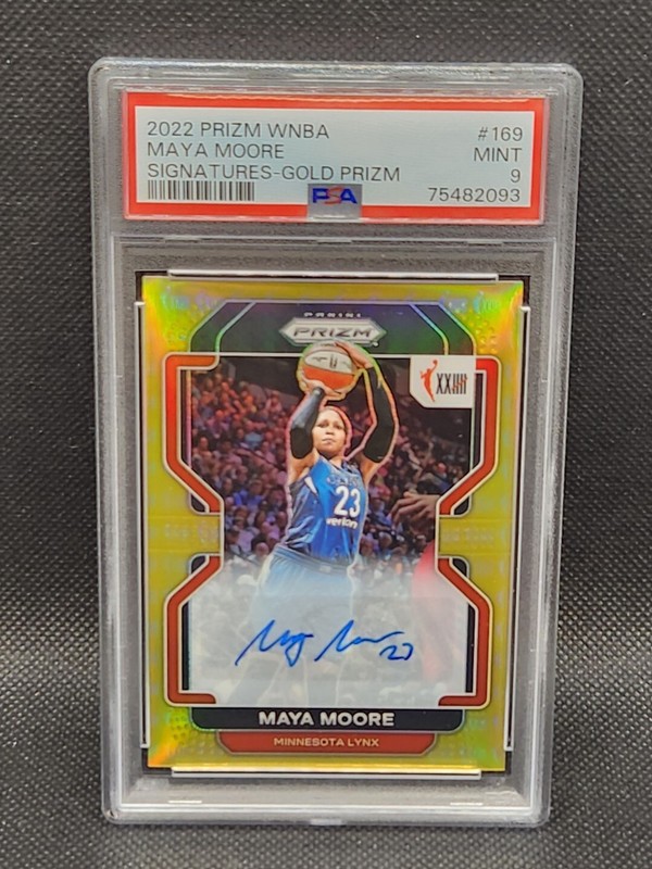 2022 Panini Prizm WNBA #169 Maya Moore W25 Gold Prizm Auto /10 PSA 9 MINT Lynx