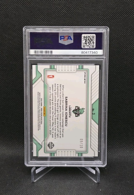 2022 Panini Prizm WNBA Sabrina Ionescu Gold Prizm /10 PSA 10 GEM Widescreen #3 view 2