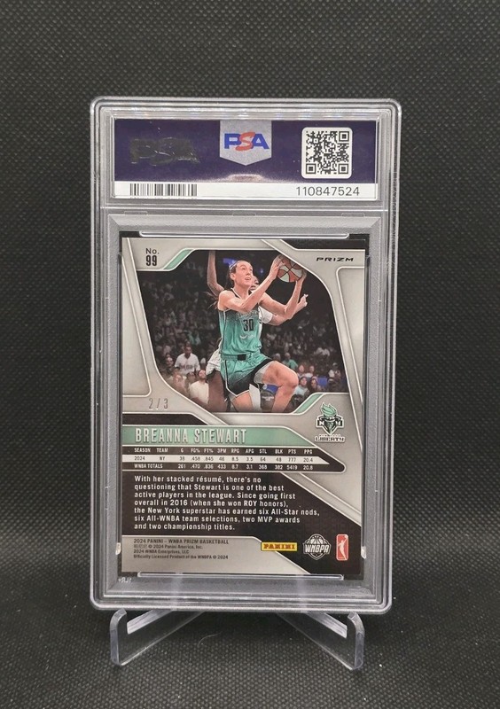 2024 Panini Prizm WNBA #99 Breanna Stewart Mosaic Prizm /3 Liberty PSA 9 view 2