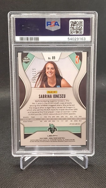 2020 Panini Prizm WNBA #89 Sabrina Ionescu RC Purple Prizm 059/125 PSA 9 MINT  view 2
