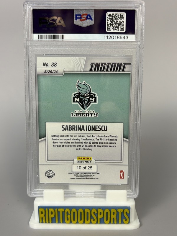 Sabrina Ionescu 2024 Panini Instant WNBA #38 Jungle /25 PSA 10 Gem MT POP 1 view 2
