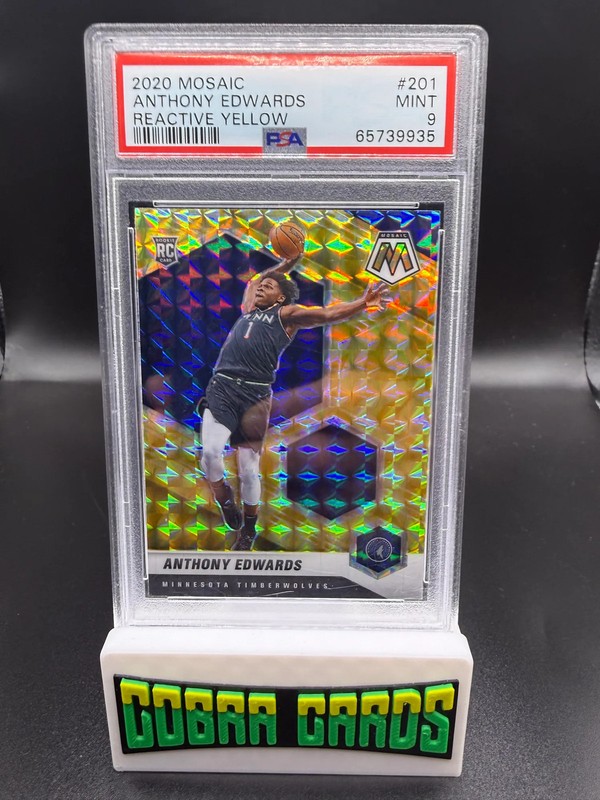 2020 Panini Mosaic Anthony Edwards #201 Reactive Yellow PSA 9