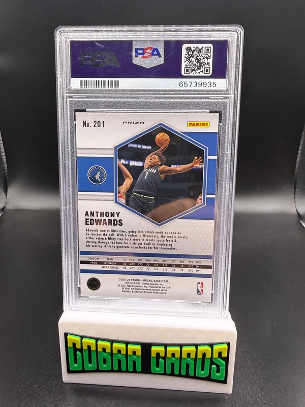 2020 Panini Mosaic Anthony Edwards #201 Reactive Yellow PSA 9 view 2