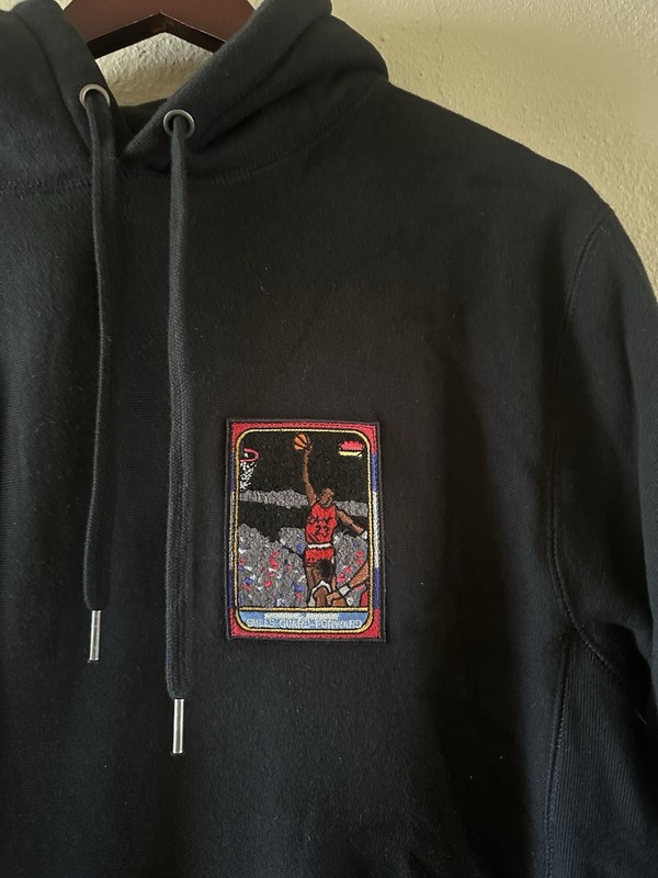 Rare Michael Jordan 1986 Fleer Rookie Card Embroidered Hoodie Chicago Bulls M
