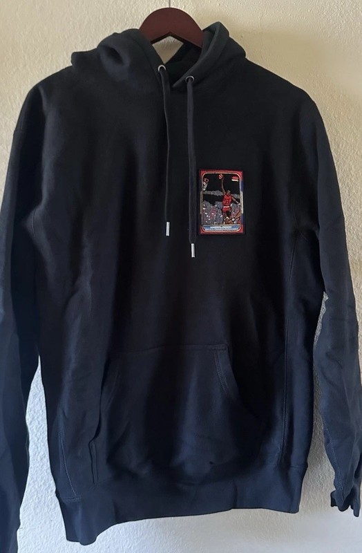 Rare Michael Jordan 1986 Fleer Rookie Card Embroidered Hoodie Chicago Bulls M view 2