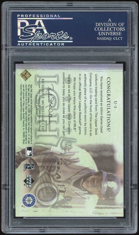 2001 Ultimate Coll Ichiro #U-I Ichiro Ultimate Ichiro-Game Jsy. PSA 10 view 2
