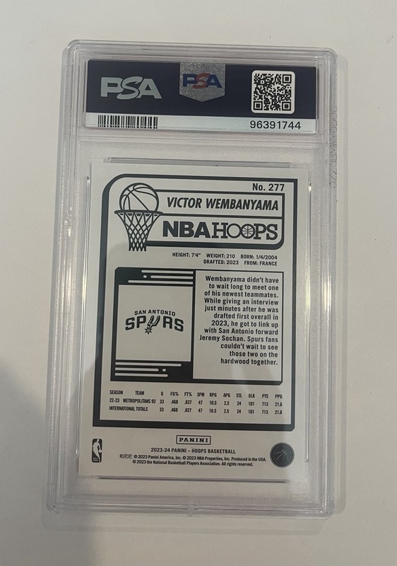 2023 PANINI NBA HOOPS 277 VICTOR WEMBANYAMA PSA 10 ROOKIE CARD GEM MT Wemby 🔥 view 2