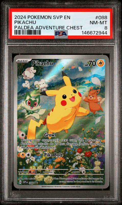Pokemon Card PSA 8 Pikachu 088 Promo Paldea Adventure Chest