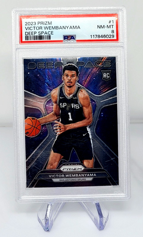 2023-24 Panini Prizm Victor Wembanyama Deep Space RC Rookie #1 Spurs PSA 8