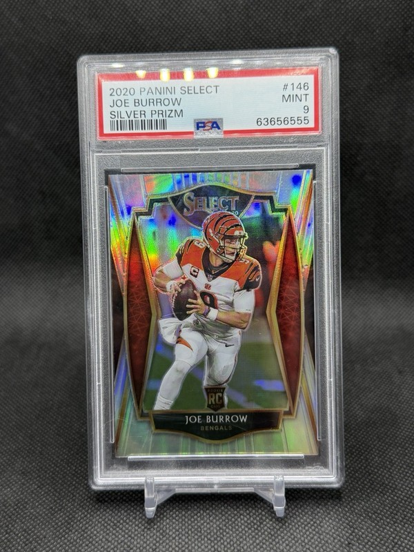 2020 Panini Select Joe Burrow Bengals Rookie Silver Prizm Premier #146 PSA 9