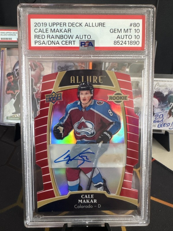 2019 Upper Deck Cale Makar Red Rainbow Rookie Auto /249 PSA 10 / 10 RC view 1