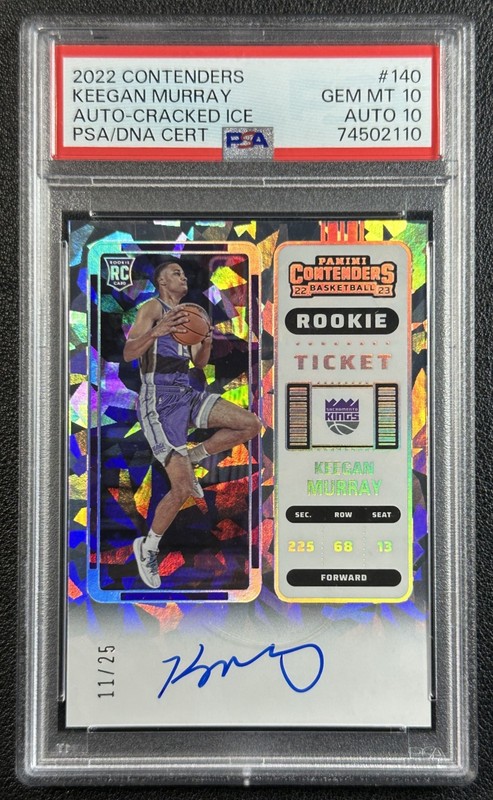 KEEGAN MURRAY PSA 10 2022 PANINI CONTENDERS 140 ROOKIE CRACKED ICE RC AUTO 11/25