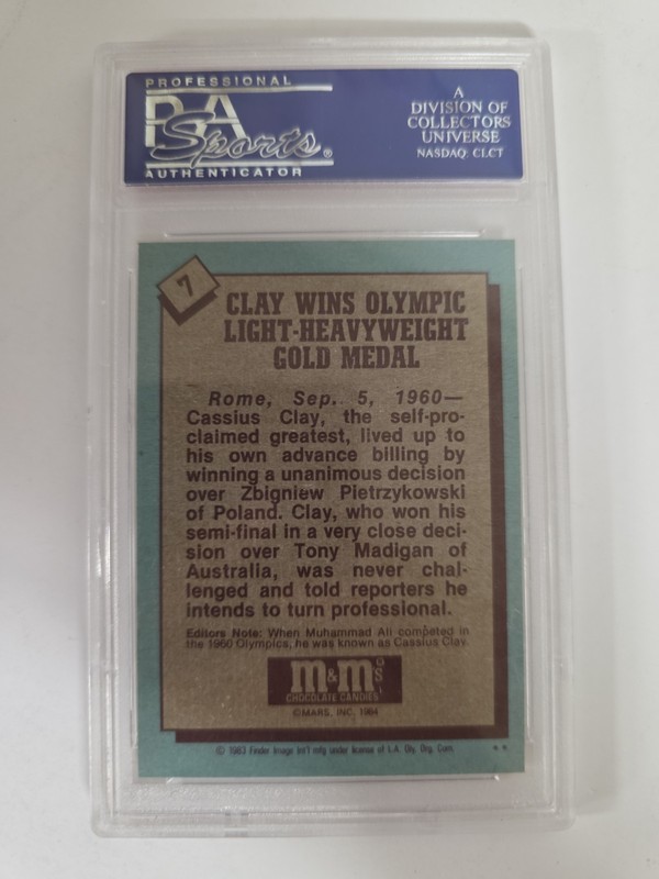 Muhammad Ali 1983 Topps M&M's Olympic Heroes #7 Cassius Clay Boxing PSA 9 view 2