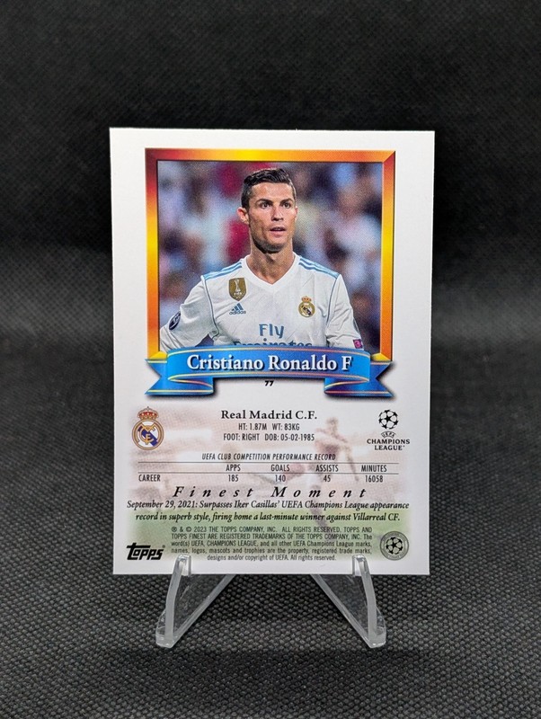 Cristiano Ronaldo 2023-24 Topps Finest UCL Card #77 Finest Moment Real Madrid  view 2