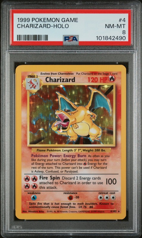 PSA 8 1999 Pokemon Game #4 Charizard Base Set-Holo NM-MT NO RESERVE!