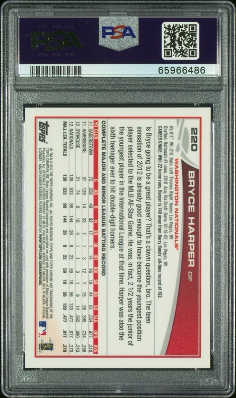 2013 Topps Chrome Bryce Harper #220 Holding Award Variation SSP PSA 9 MINT view 2