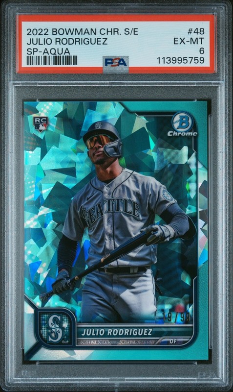 JULIO RODRIGUEZ 2022 Bowman Chrome Sapphire SP Aqua /99 PSA 6