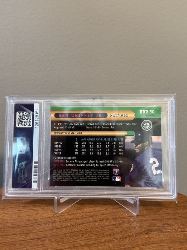1996 Bowman’s Best Preview Refractor - Ken Griffey Jr #BBP30 (PSA9) view 2