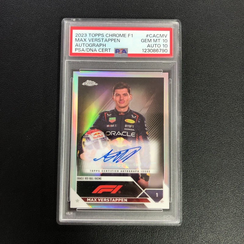 2023 Topps Chrome Formula 1 F1 Auto Max Verstappen Refractor PSA Dual 10