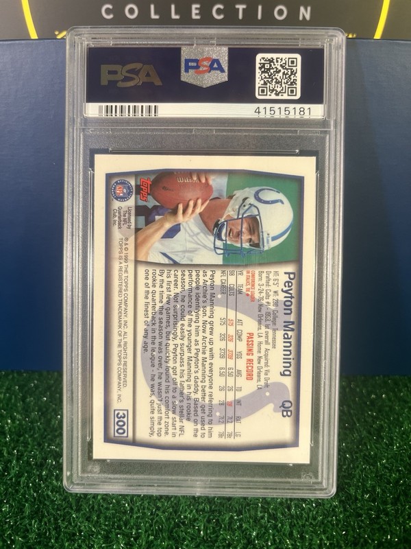 1999 Topps Peyton Manning #300 PSA 9 view 2