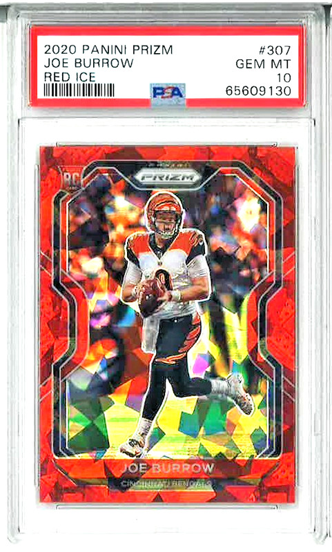 Joe Burrow Rookie (RC) Red Ice Prizm - 2020 Panini Prizm #307 - PSA 10