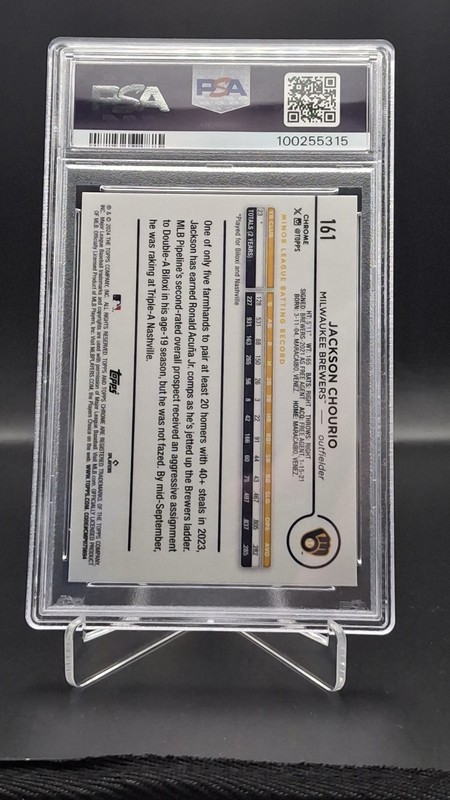 2024 Topps Chrome Jackson Chourio RC PSA 10 view 2