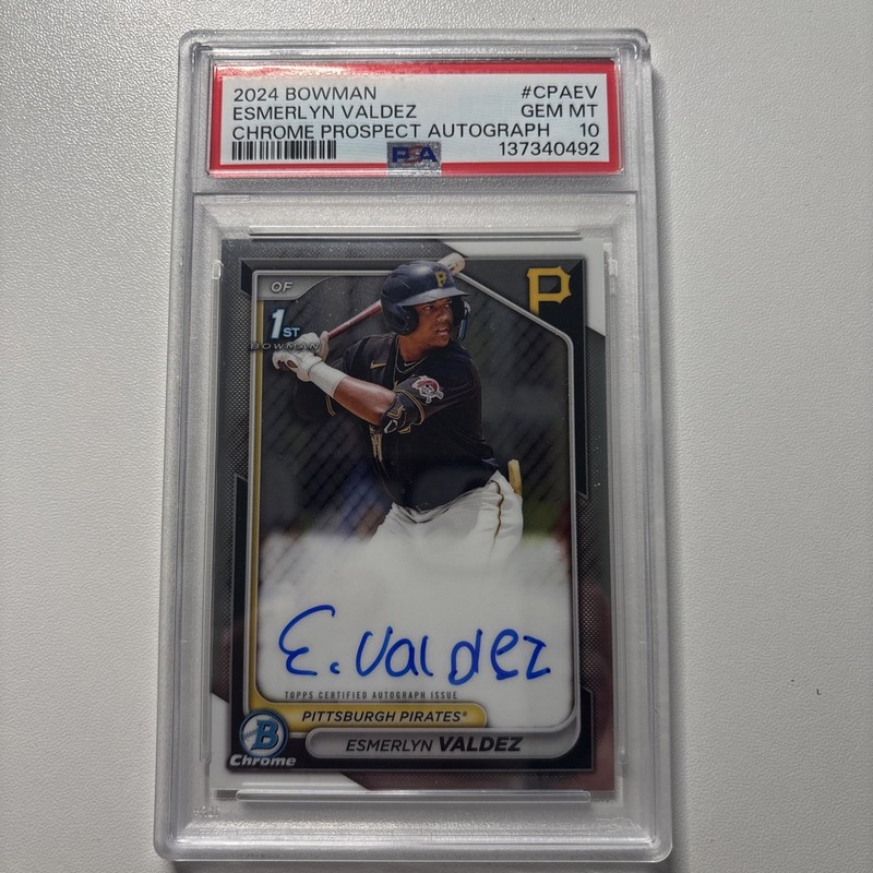 2024 Bowman Chrome ESMERLYN VALDEZ 1st Prospect Auto PSA 10 GEM Mint First RC
