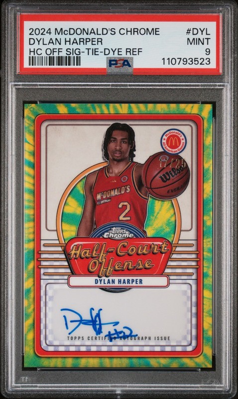 PSA 9 DYLAN HARPER #/25 Auto 2024 Topps McDonalds AA Chrome McDonald's TIE DYE 