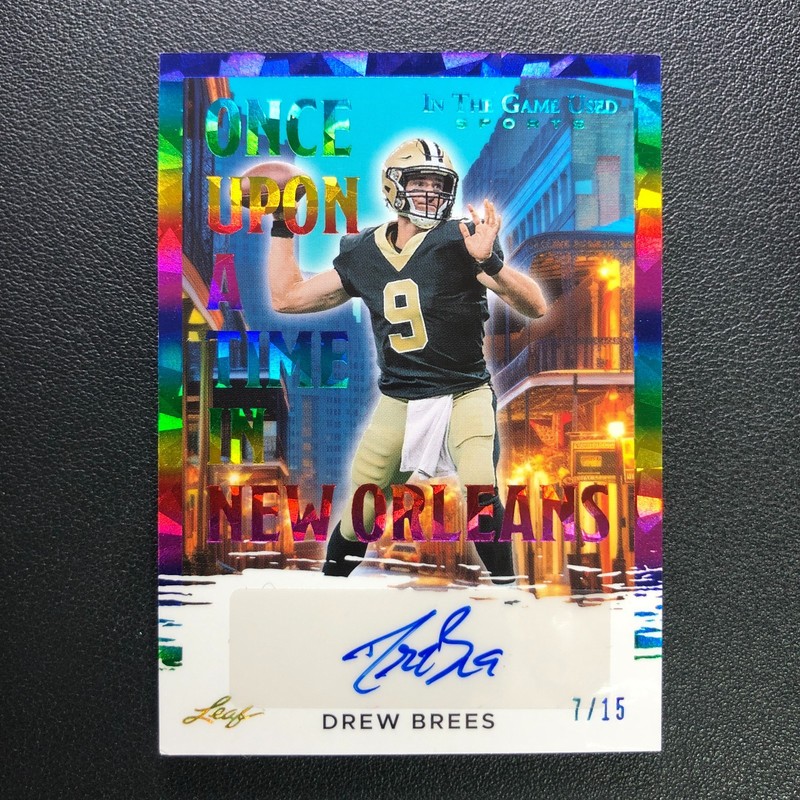2024 Leaf in the Game Used Once Upon A Time in Auto Drew Brees Rainbow Holo /15