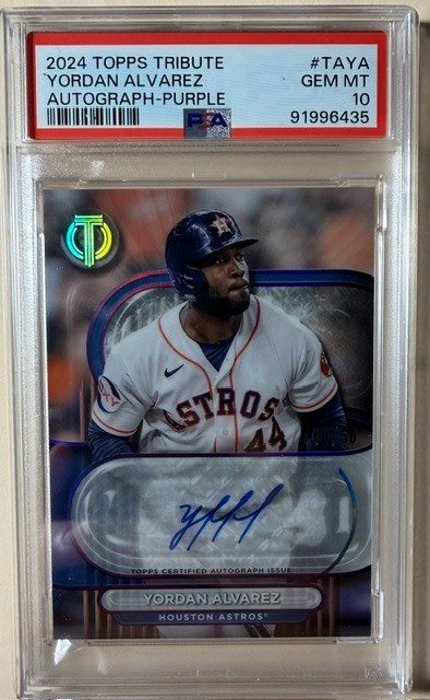 2024 Topps Tribute #TAYA Yordan Alvarez Autograph Purple #/50 PSA 10