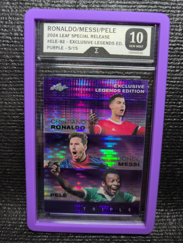 2024 LEAF METAL - RONALDO / MESSI / PELE # /15, GEM MINT 10, WORLD CUP! view 2