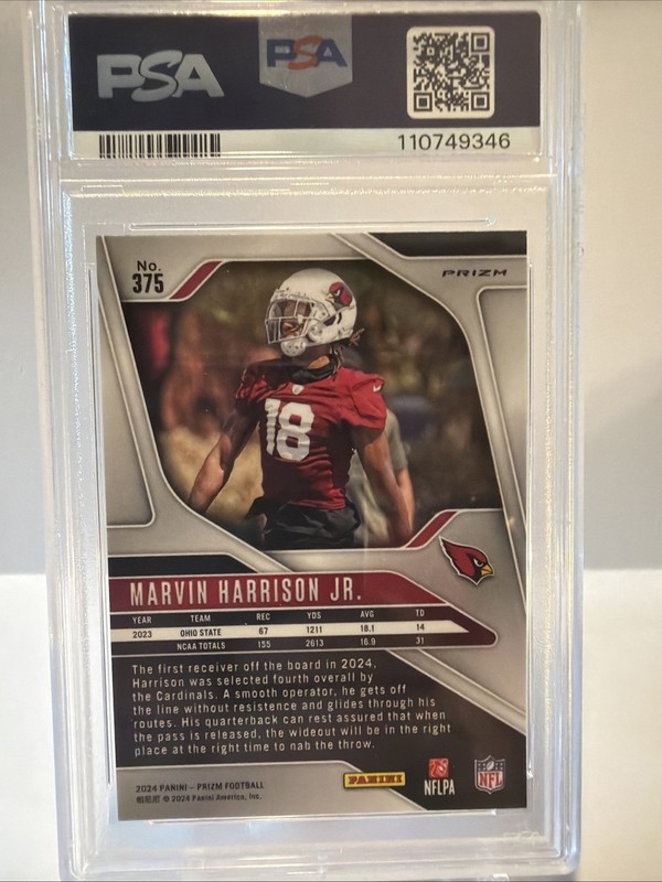 2024 Panini Prizm - Rookies Marvin Harrison Jr. #375 Silver Prizm (RC) view 2
