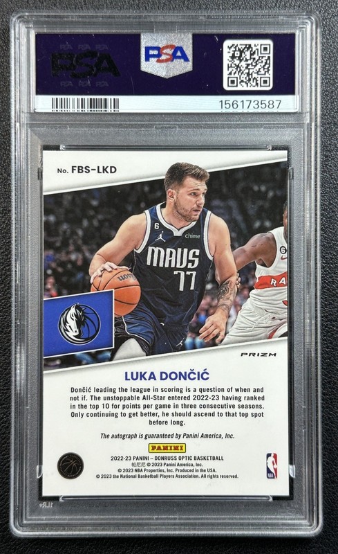 POP 6 LUKA DONCIC PSA 10 2022 DONRUSS OPTIC FAST BREAK SIGNATURES PRIZM AUTO GEM view 2