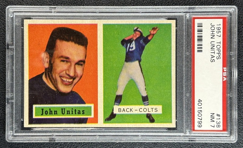 JOHNNY JOHN UNITAS PSA 7 1957 TOPPS #138 ROOKIE CARD RC NEAR MINT COLTS