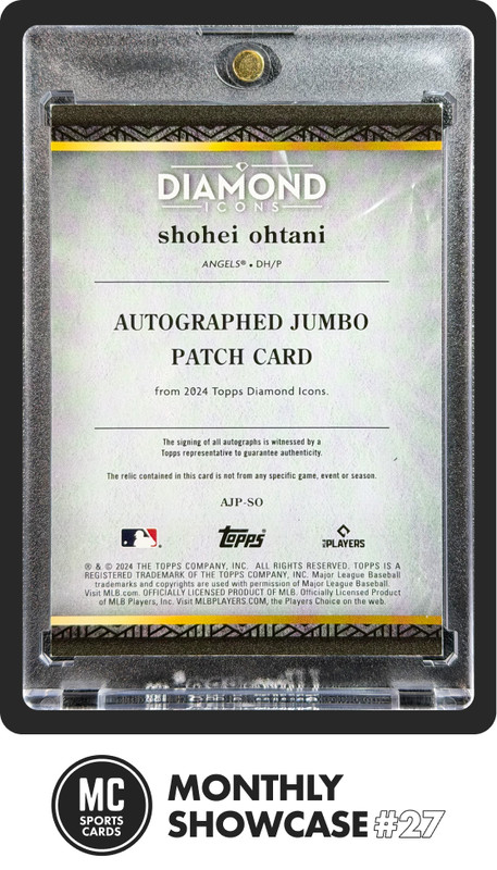 SHOHEI OHTANI 2024 TOPPS DIAMOND ICONS GAME-USED JUMBO PATCH AUTO BLACK 9/10 view 2