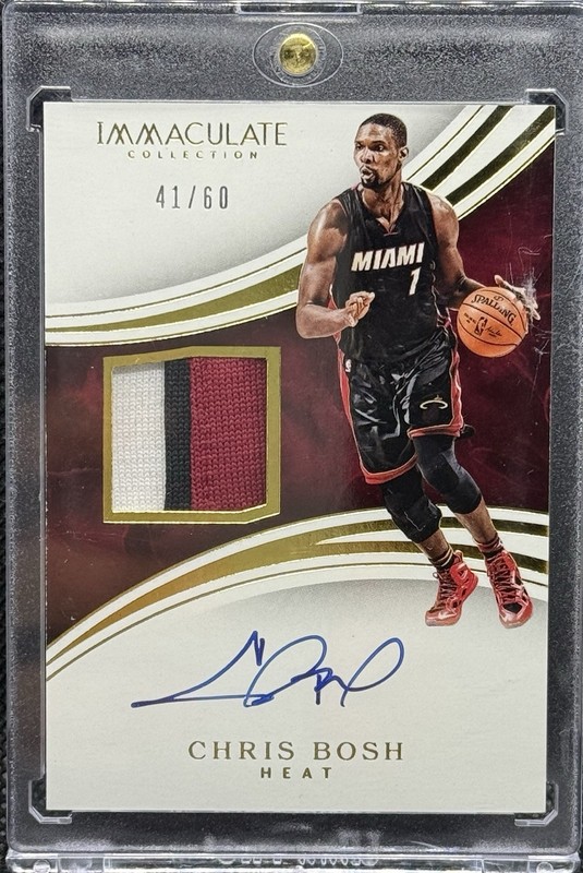 2015-16 PANINI IMMACULATE CHRIS BOSH GAME USED WOR PATCH AUTO /60 MIAMI HEAT HOF