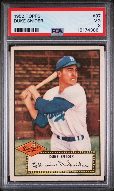 1952 Topps Duke Snider #37 PSA 3