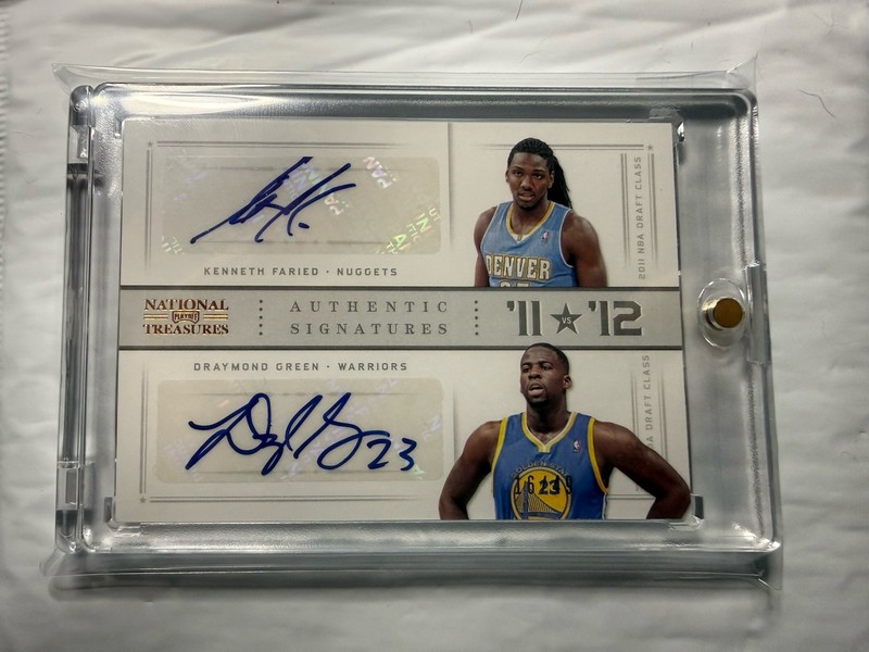 2012-13 Panini National Treasures Kenneth Faried/Draymond Green Dual Auto /49 view 1