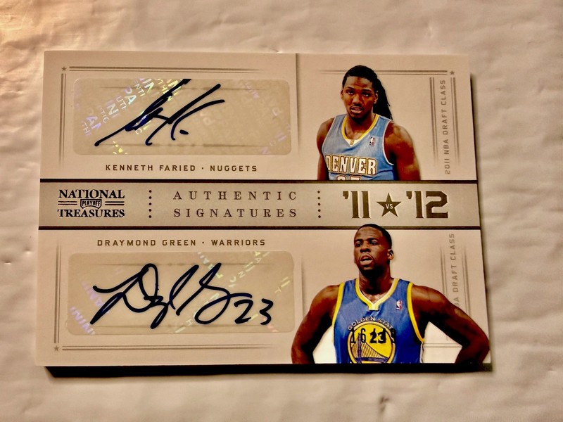 2012-13 Panini National Treasures Kenneth Faried/Draymond Green Dual Auto /49 view 2