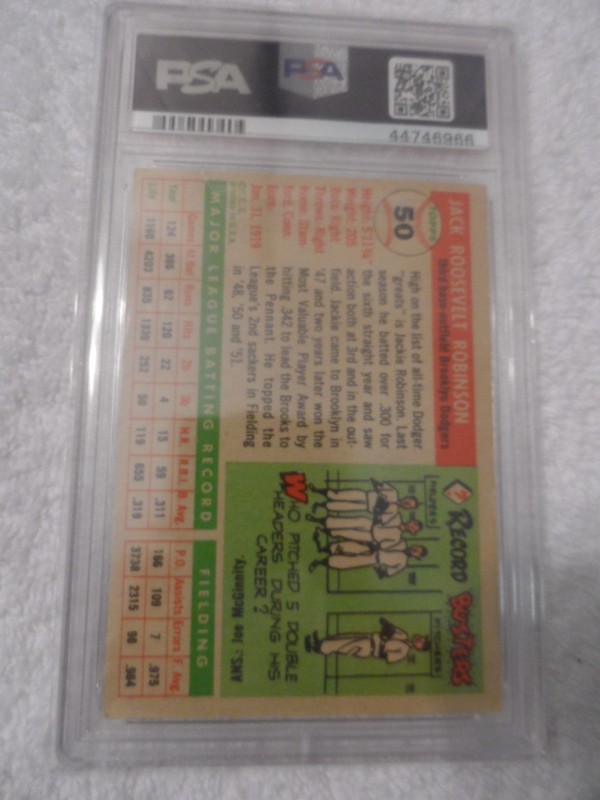 1955 Topps #50 Jackie Robinson HOF VG+ PSA 3.5 view 2