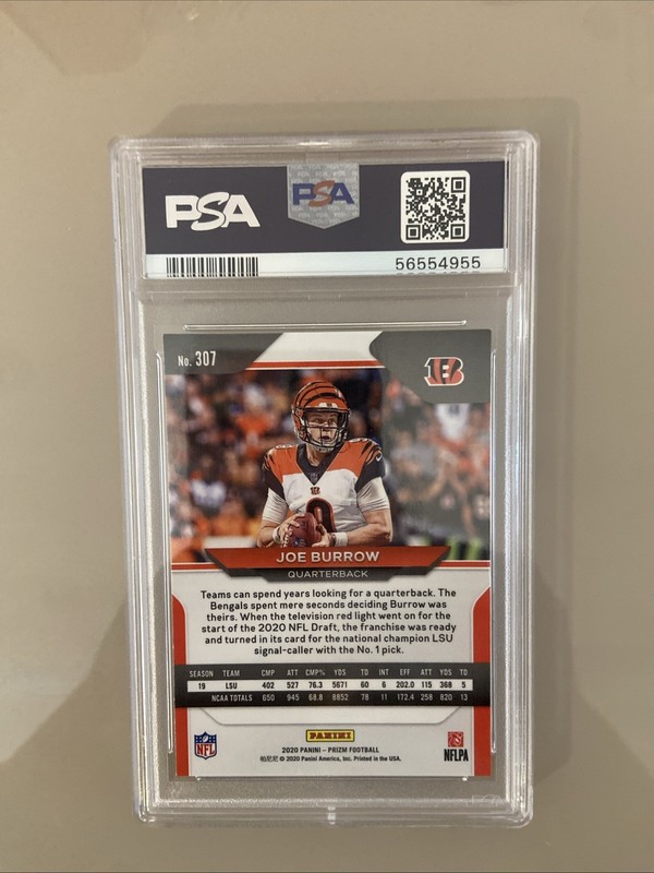 2020 Panini Prizm - Rookie Joe Burrow #307 (RC) PSA 9 MINT view 2