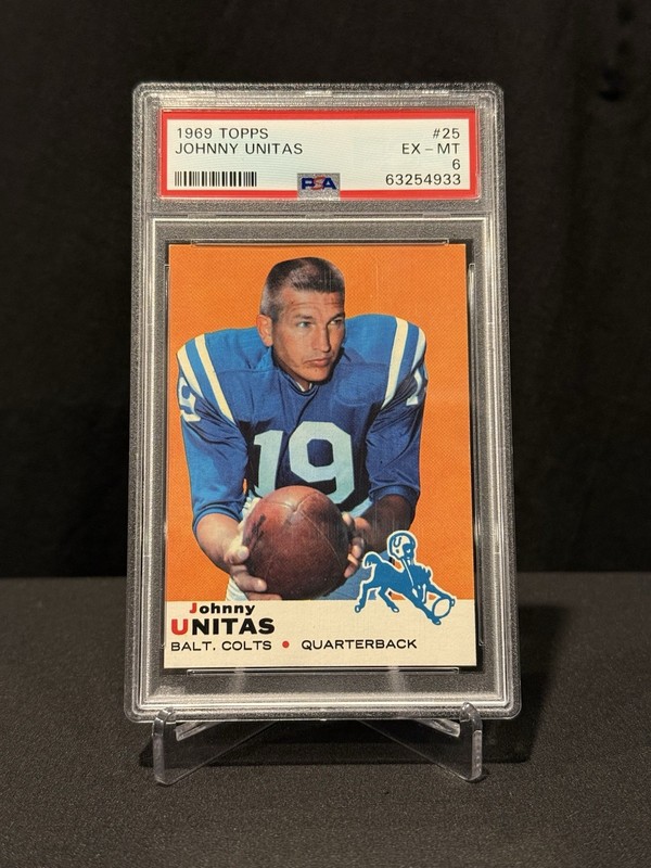 Topps 1969 Johnny Unitas Baltimore Colts #25 PSA 6 Graded Football Card