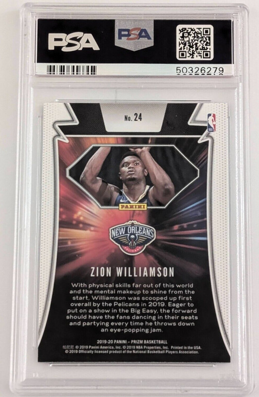 2019-20 Prizm Basketball Zion Williamson Far Out PSA 10 Gem Mint Pelicans view 2