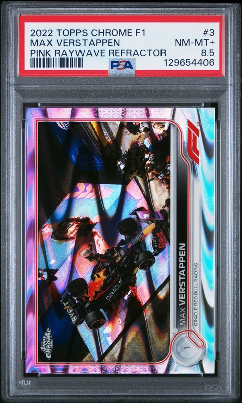 2022 Topps Chrome F1 - Max Verstappen #3 Pink Raywave Refractor /75 - PSA 8.5