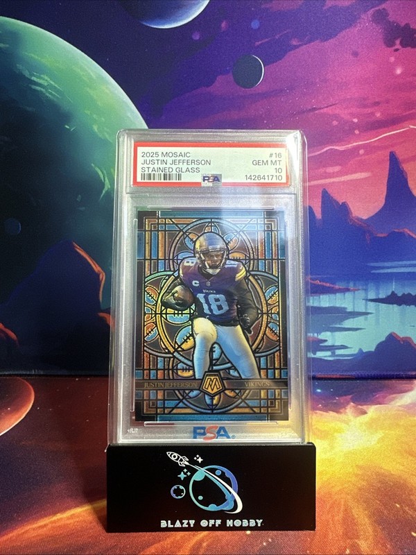 2025 Panini Mosaic Justin Jefferson Stained Glass #16 GEM MINT PSA 10 VIKINGS