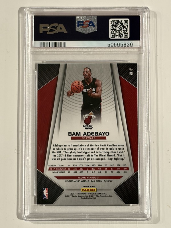 Ban Adebayo 2017 Panini Ruby Wave Prizm RC Heat #51 83 Points! PSA 9 Mint view 2