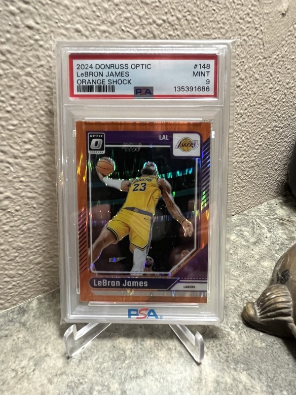 2024 Panini Donruss Optic #148 LeBron James Orange Shock Prizm #/225 PSA 9