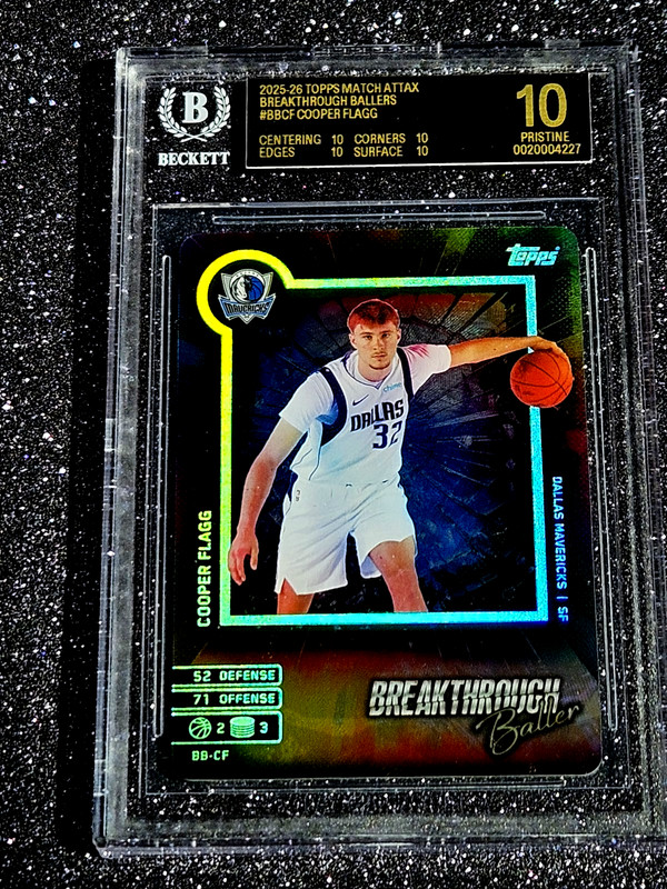2025 Topps Match Attax RC Cooper Flagg Rookie Holofoil SP BGS 10 BLACK LABEL π£ view 2