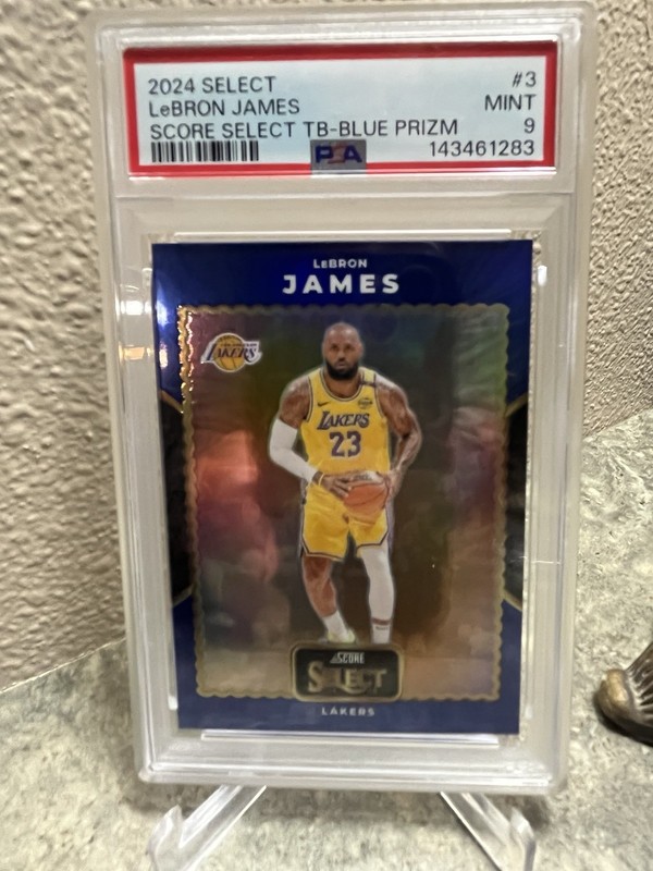2024-25 Panini Select Score Select Throwback LeBron James Blue Prizm /75 PSA 9