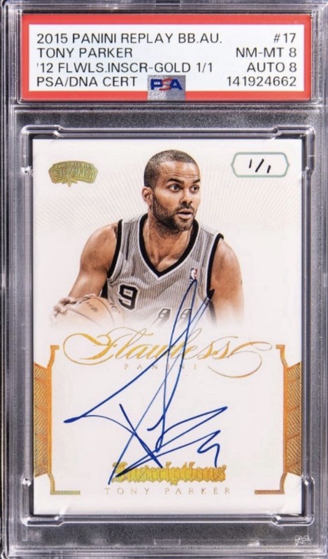 2012 Flawless Panini Replay Tony Parker Autograph Auto PSA 8 Spurs TRUE 1/1
